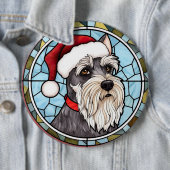 Badge Rond 15,2 Cm Schnauzer miniature en verre tendu Noël (En situation)