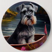 Badge Rond 15,2 Cm Schnauzer sur une pédale : une aventure Pittoresqu (Devant)