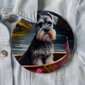 Badge Rond 15,2 Cm Schnauzer sur une pédale : une aventure Pittoresqu (En situation)