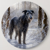 Badge Rond 15,2 Cm Scottish Deerhound Laissez-le neiger Noël (Devant)
