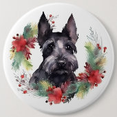 Badge Rond 15,2 Cm Scottish Terrier Christmas Wreath Festive Pup (Devant)
