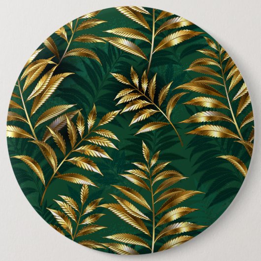 Badge Rond 15,2 Cm Seamless pattern with golden ferns (Devant)