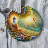 Badge Rond 15,2 Cm Sérénité éclairée : Papier peint Lord Buddha (En situation)
