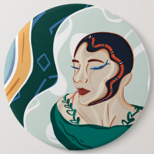 Badge Rond 15,2 Cm Serpent Femme - Tête de Serpent