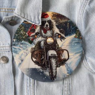 Badge Rond 15,2 Cm Setter Anglais Chien à Moto Noël