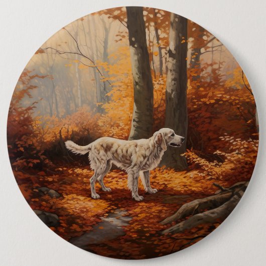 Badge Rond 15,2 Cm Setter anglais en automne Leaves Fall Inspire (Devant)