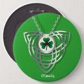 Badge Rond 15,2 Cm Shamrock and Celtic Knot (Devant & derrière)