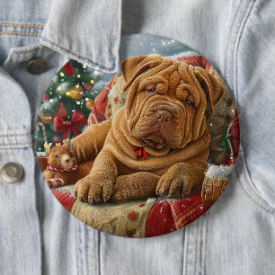 Badge Rond 15,2 Cm Shar Pei Chien Fête de Noël