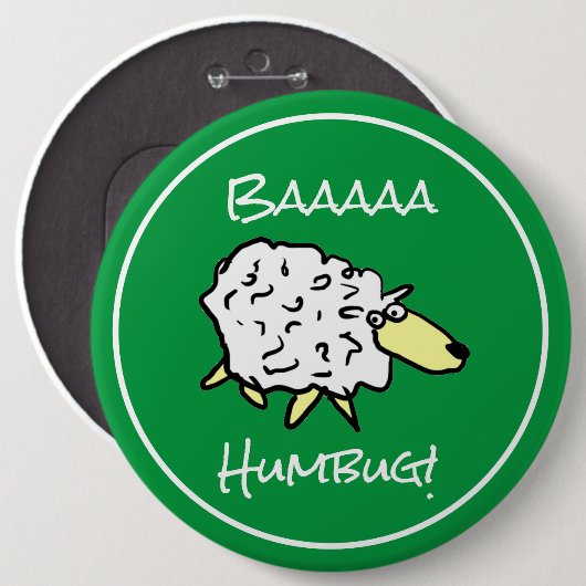 Badge Rond 15,2 Cm Sheep dit Baaaa Humbug - Noël (Devant & derrière)