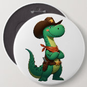 Badge Rond 15,2 Cm Shérif de dinosaure mignon/cowboy (Devant & derrière)