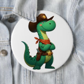 Badge Rond 15,2 Cm Shérif de dinosaure mignon/cowboy (En situation)