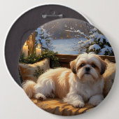 Badge Rond 15,2 Cm Shih Tzu avec les lumières de Noël (Devant & derrière)
