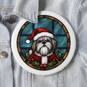 Badge Rond 15,2 Cm Shih Tzu Vitrail Noël (En situation)