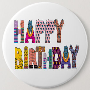 BADGE ROND 15,2 CM SIGNE "HEUREUX ANNIVERSAIRE"