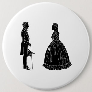 Badge Rond 15,2 Cm silhouette d'abraham lincoln et de marie todd linc
