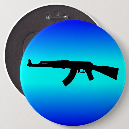 Badge Rond 15,2 Cm Silhouette d'AK-47 (Devant & derrière)