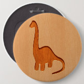 Badge Rond 15,2 Cm Silhouette de dinosaure gravée sur la conception (Devant & derrière)
