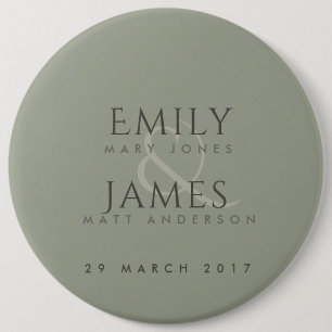BADGE ROND 15,2 CM SIMPLE ÉLÉGANT GRAY TYPOGRAPHIE TEXTE MARIAGE SEUL