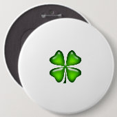 Badge Rond 15,2 Cm Simple Four Leaf Clover Irish St. Patrick's Day (Devant & derrière)