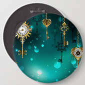 Badge Rond 15,2 Cm Skeleton Keys on Green Background (Devant & derrière)