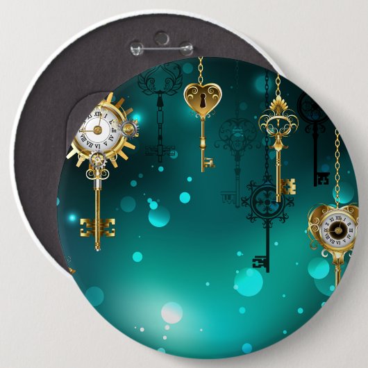 Badge Rond 15,2 Cm Skeleton Keys on Green Background (Devant & derrière)