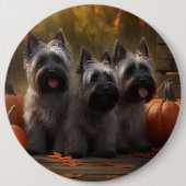 Badge Rond 15,2 Cm Skye Terrier Chiot Automne Citrouille délice (Devant)
