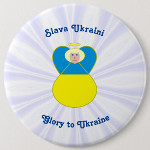 Badge Rond 15,2 Cm Slava Ukraini Gloire à l'Ukraine Ange
