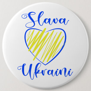Badge Rond 15,2 Cm Slogan Slava La gloire ukrainienne au coeur de l'U