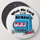Badge Rond 15,2 Cm Slot Machine Casino Anniversaire (Devant & derrière)