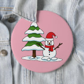 Badge Rond 15,2 Cm Snowman avec Snowman Pine Tree (En situation)