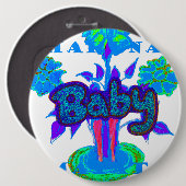 Badge Rond 15,2 Cm Soft Cyan Blue Flower Art : A Baby's Touch. (Devant & derrière)