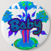 Badge Rond 15,2 Cm Soft Cyan Blue Flower Art : A Baby's Touch. (Devant)