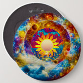 Badge Rond 15,2 Cm Soleil Cosmique (Devant & derrière)