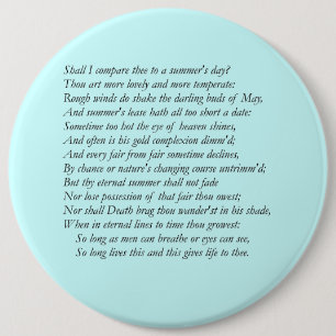 Badge Rond 15,2 Cm Sonnet # 18 par William Shakespeare