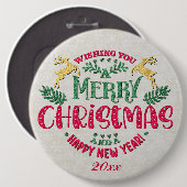 Badge Rond 15,2 Cm Souhaitez-vous un joyeux Noël et une bonne année (Devant & derrière)