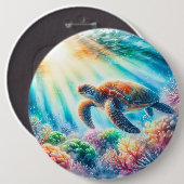 Badge Rond 15,2 Cm Sous la tortue de mer (Devant & derrière)