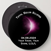 Badge Rond 15,2 Cm Souvenir personnalisé 2024 Éclipse solaire (Devant & derrière)