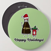 Badge Rond 15,2 Cm Soy Sauce Bouteille Paquet enfant Noël Père Noël (Devant & derrière)