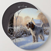 Badge Rond 15,2 Cm Spinone Italiano Laisser Neige Noël (Devant & derrière)