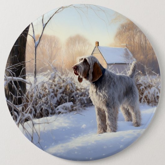 Badge Rond 15,2 Cm Spinone Italiano Laisser Neige Noël (Devant)