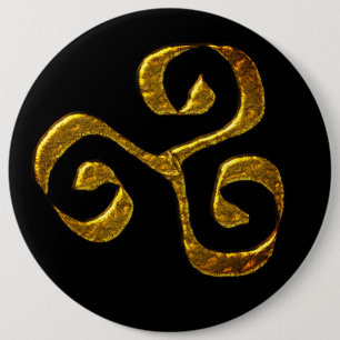 Badge Rond 15,2 Cm Spiral Celtic symbol gold metallic