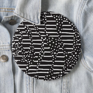 Badge Rond 15,2 Cm Spots et bandes 2 en blanc sur noir