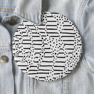 Badge Rond 15,2 Cm Spots et bandes 2 en noir et blanc