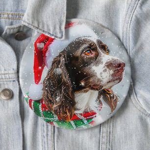 Badge Rond 15,2 Cm Springer Spaniel Chien Fête de Noël