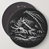 Badge Rond 15,2 Cm Squelette de dragon — par BurnsInHell (Devant & derrière)