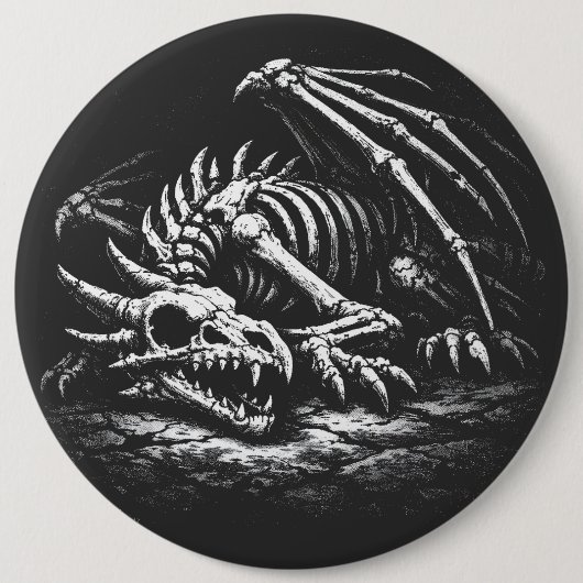 Badge Rond 15,2 Cm Squelette de dragon — par BurnsInHell (Devant)