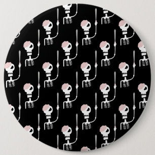 Badge Rond 15,2 Cm Squelette d'Halloween avec épée