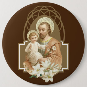 Badge Rond 15,2 Cm St Joseph et enfant Jésus