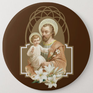 Badge Rond 15,2 Cm St Joseph et enfant Jésus
