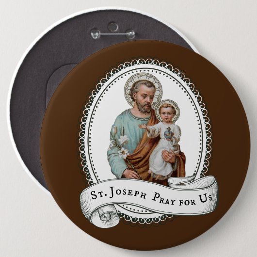 Badge Rond 15,2 Cm St Joseph et enfant Jésus (Devant & derrière)
